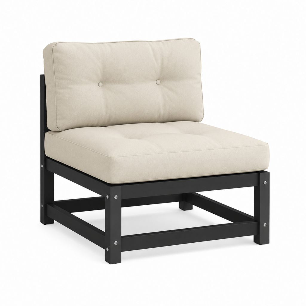 Fauteuil de jardin sans accoudoirs beige en acier thermolaqué et polyester 78 x 78 x 75 cm
