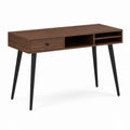 Bureau droit noyer foncé en panneaux de particules avec pieds acier noir 120 x 60 x 75 cm