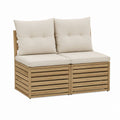 Canapé de jardin 2 places beige en acacia massif avec coussins 140 x 70 x 70 cm